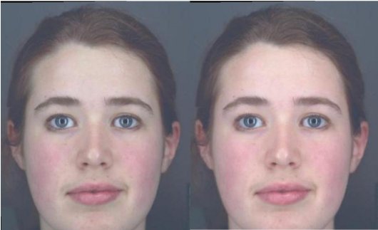 The face on the left is drained of blood and starved of oxygen, making it look pale and bluish. The face on the right looks healthy because it is flushed with blood and has lots of oxygen. (Credit: Stephen et al, 2009, PLoS ONE)